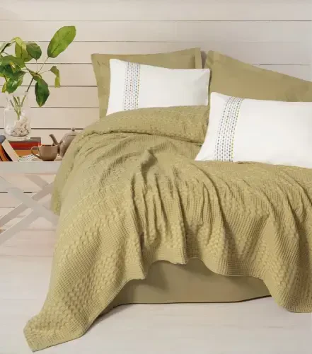 Cotton Box Aura Double Pique Set Pebble Mustard - 1