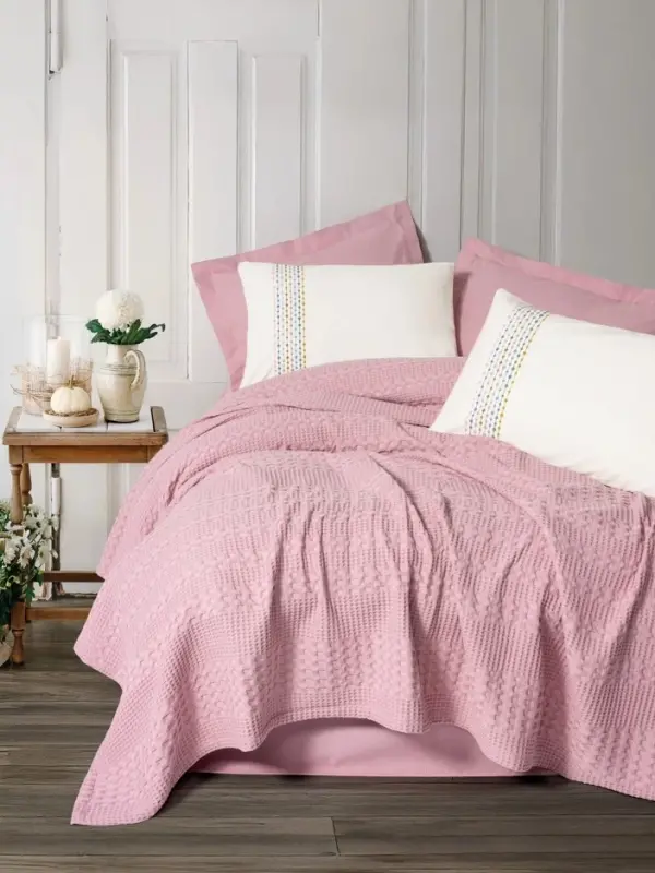 Cotton Box Aura Double Pique Set Pebble Pink - NEVRESIMDUNYASI