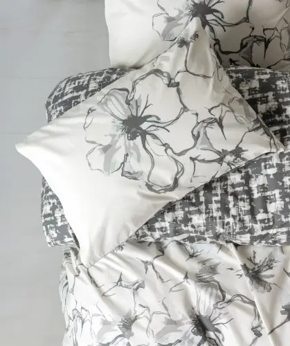 Cotton Box Balance Ranforce Single Duvet Cover Set Hilaris Anthracite - NEVRESIMDUNYASI (1)