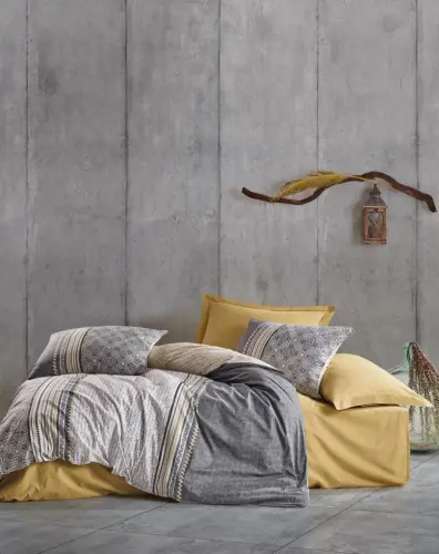 Cotton Box Beige Soil Nedra Double Bed Duvet Cover Set - 1