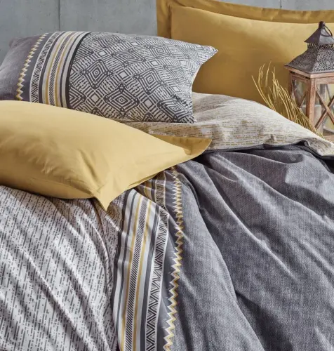 Cotton Box Beige Soil Nedra Double Bed Duvet Cover Set - NEVRESIMDUNYASI (1)