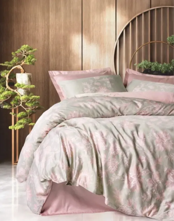 Cotton Box Betula Pudra Saten Nevresim Takımı Çift Kişilik - NEVRESIMDUNYASI