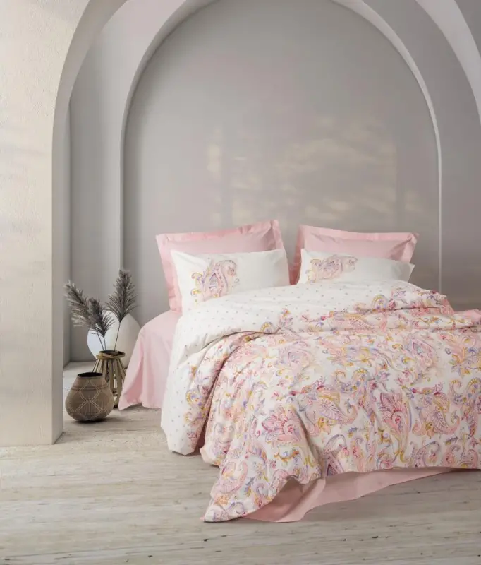 Cotton Box Bohemian Duvet Cover Set Double Size Muna Pink - NEVRESIMDUNYASI