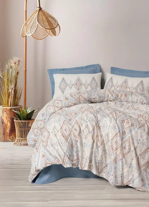 Cotton Box Bohemian Duvet Cover Set Double Size Zanora Indigo - 1