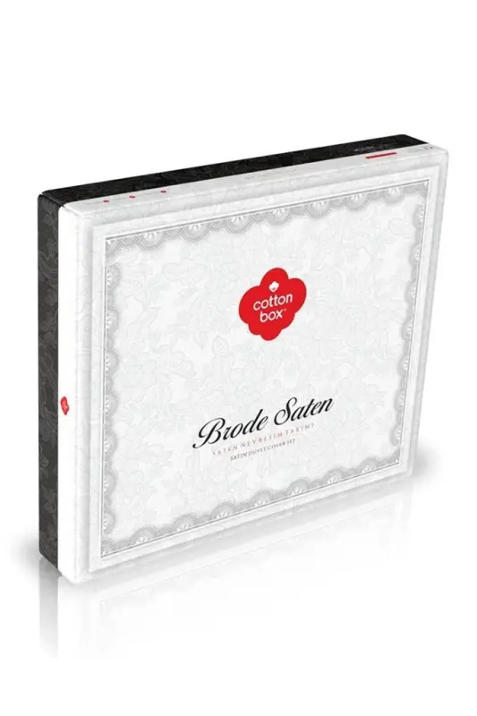 Cotton Box Brode Embroidered Double Satin Bed Set Sheen Grey - 3