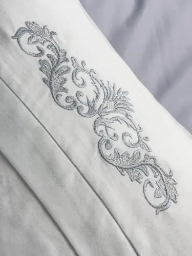 Cotton Box Brode Embroidered Double Size Satin Duvet Cover Set Bianna Gray - 4