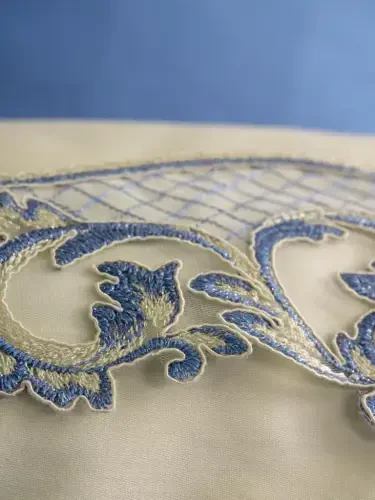 Cotton Box Brode Embroidered Double Sized Satin Bedding Set Amaya Beige - 3