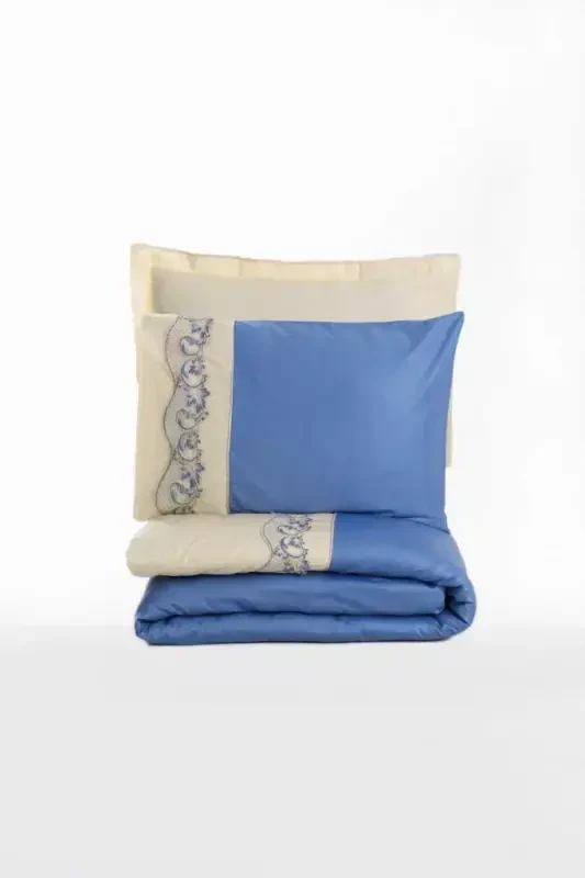 Cotton Box Brode Ikki Kishilik Saten Mato Yorgan To'plami Amaya Bej - 4