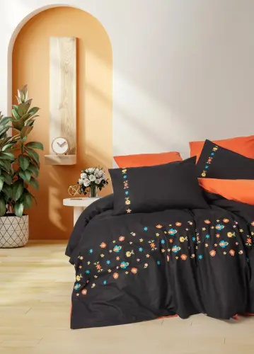 Cotton Box Brode Ranforce Çift Kişilik Nevresim Takımı Liker Kiremit - 1