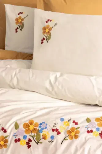 Cotton Box Brode Ranforce Çift Kişilik Nevresim Takımı Pamuya Hardal - Modazone (1)