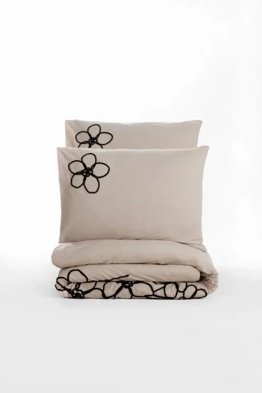 Cotton Box Brode Ranforce Double Duvet Cover Set Panos Coffee - 3