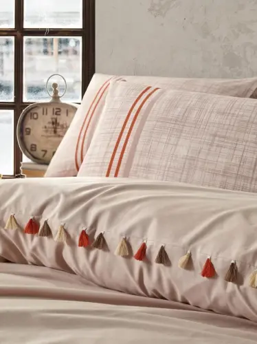 Cotton Box Candy Double Bed Sheet Set Merri Beige - NEVRESIMDUNYASI (1)