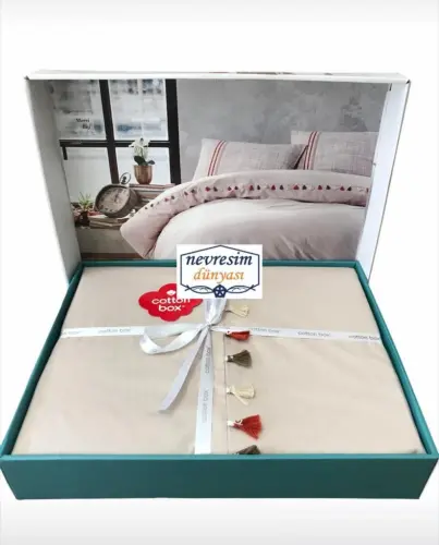 Cotton Box Candy Double Bed Sheet Set Merri Beige - 4