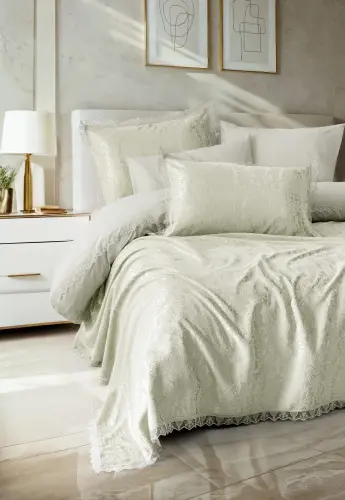 Cotton Box Chi Chi Çift Kişilik Pikeli Nevresim Takımı Velora Adaçayı - 1