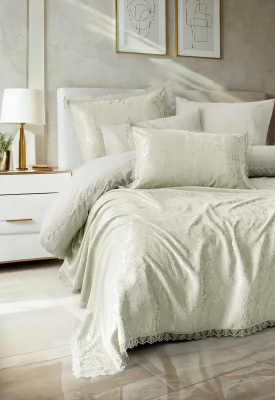 Cotton Box Chi Chi Çift Kişilik Pikeli Nevresim Takımı Velora Adaçayı - 1