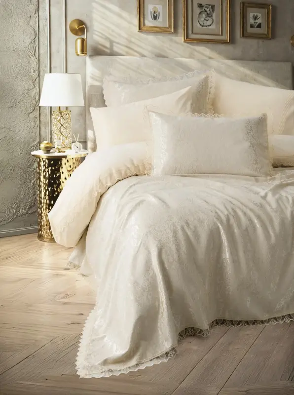 Cotton Box Chi Chi Çift Kişilik Pikeli Nevresim Takımı Velora Cappuccino - NEVRESIMDUNYASI