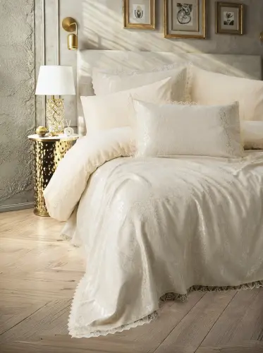 Cotton Box Chi Chi Çift Kişilik Pikeli Nevresim Takımı Velora Cappuccino - 1