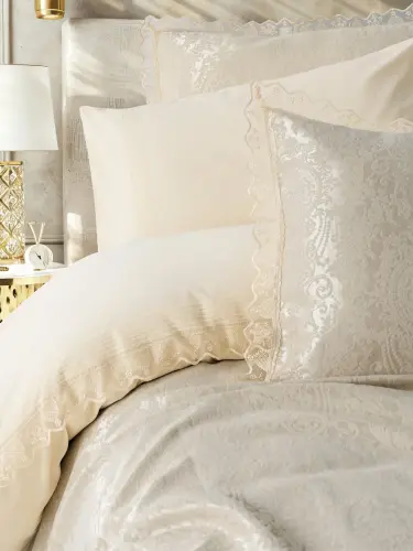 Cotton Box Chi Chi Çift Kişilik Pikeli Nevresim Takımı Velora Cappuccino - NEVRESIMDUNYASI (1)