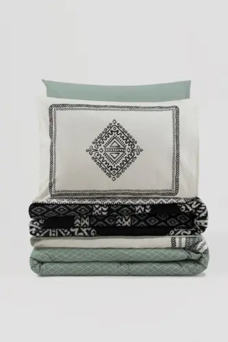 Cotton Box Çift Kişilik Battaniyeli Nevresim Takımı Hardy Yeşil - 4