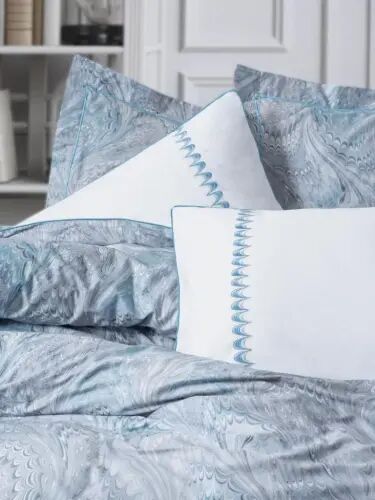 Cotton Box Çift Kişilik Elit Saten Nevresim Takımı Stilla Mavi - NEVRESIMDUNYASI (1)
