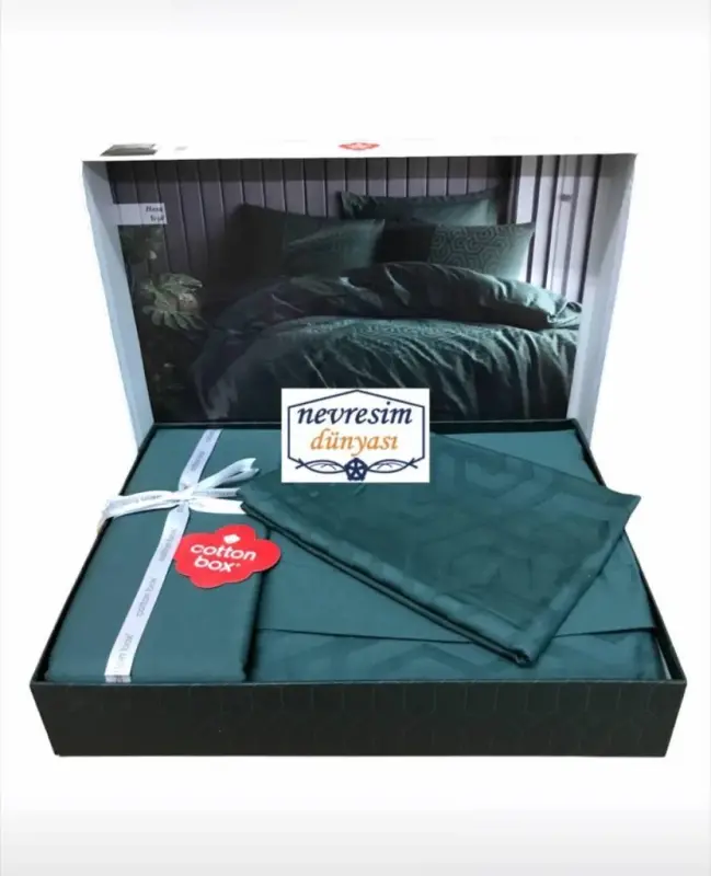 Cotton Box Çift Kişilik Jakarlı Saten Nevresim Takımı Hexa Yeşil - 3