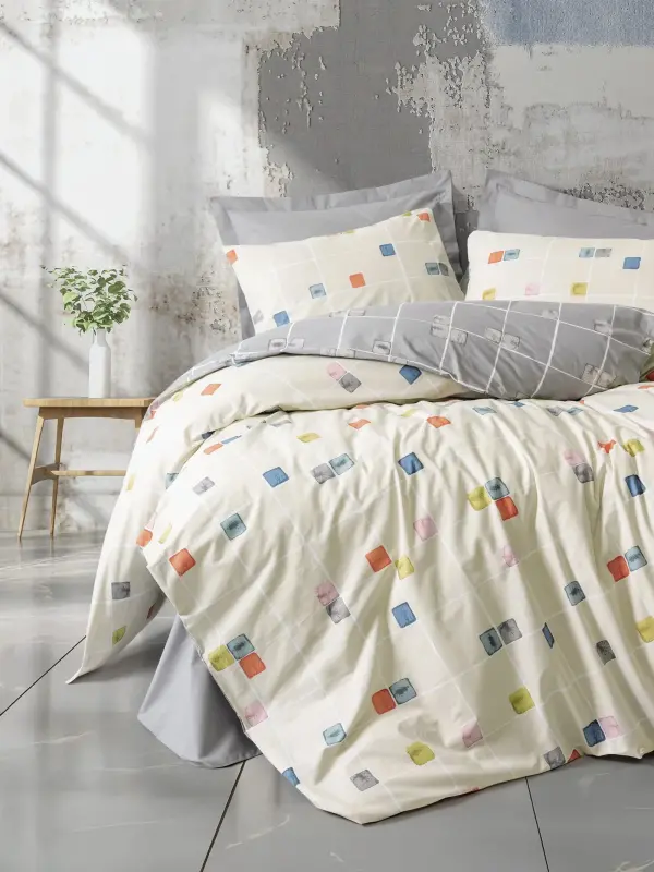 Cotton Box Çift Kişilik Nevresim Takımı Minimal Evo Gri - NEVRESIMDUNYASI
