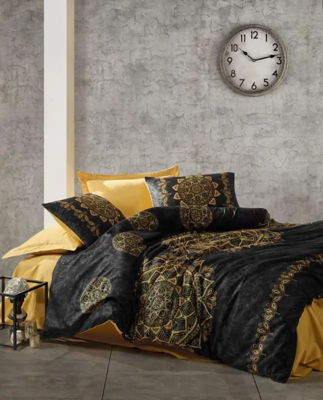 Cotton Box Çift Kişilik Saten Nevresim Takımı Alvina Gold - NEVRESIMDUNYASI