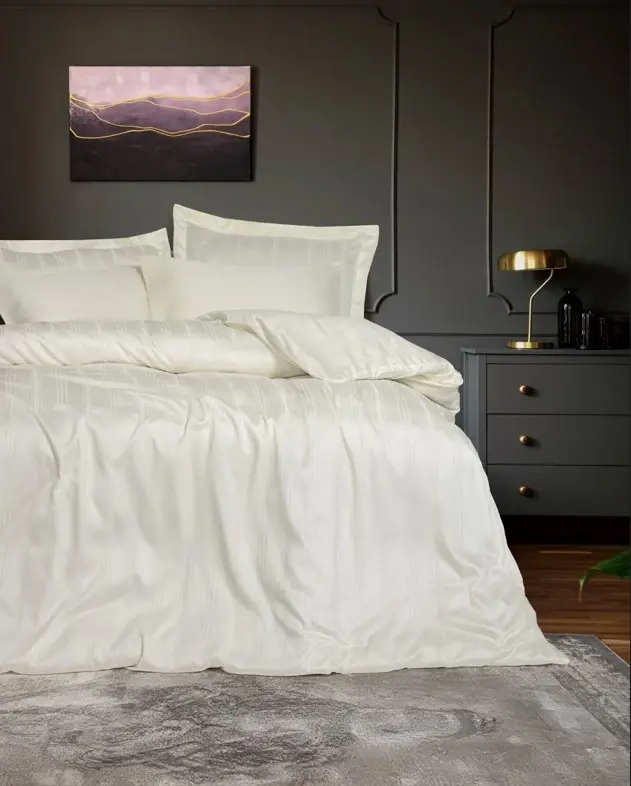Cotton Box Çift Kişilik Smart Stripe Bambu Saten Nevresim Takımı Bej - 1