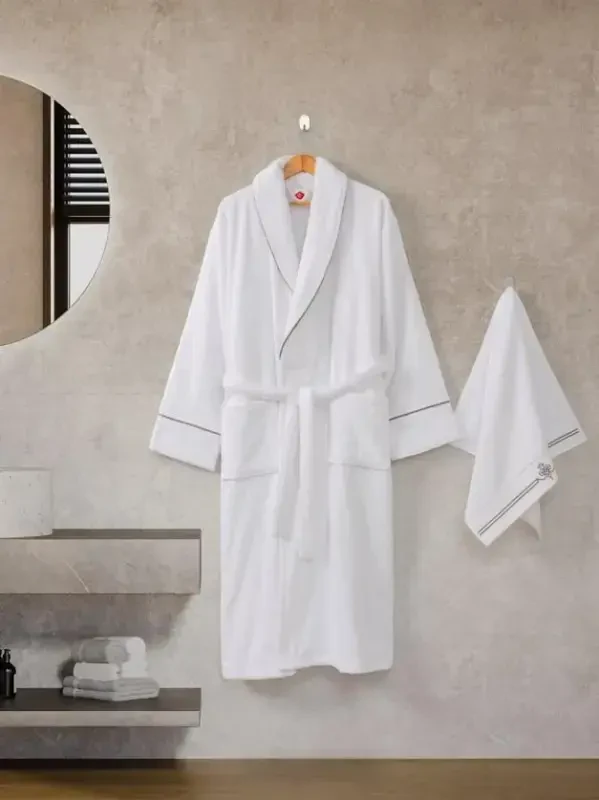 Cotton Box Classic Bathrobe Set Guher L-XL Men - NEVRESIMDUNYASI
