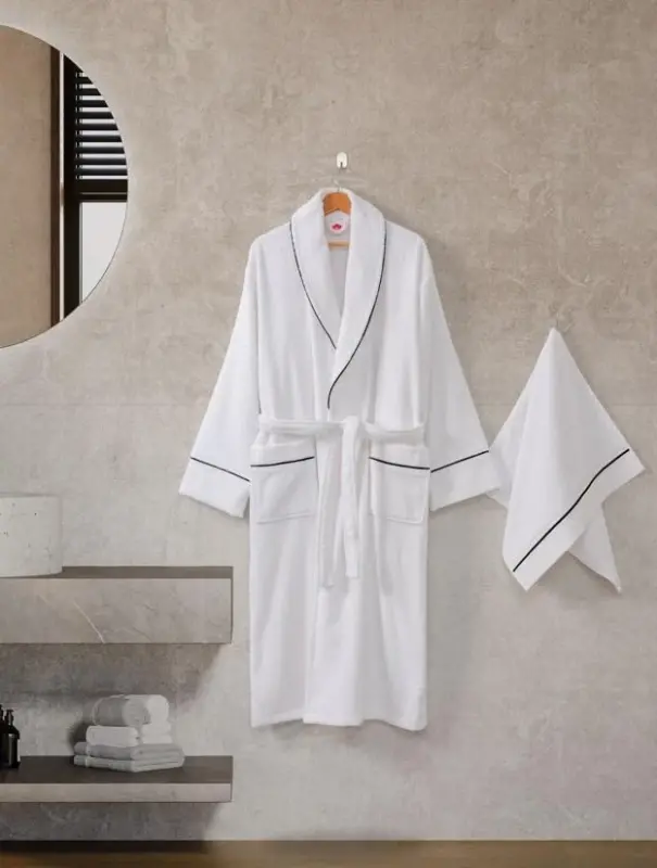 Cotton Box Classic Bathrobe Set Mahur M-L Unisex - NEVRESIMDUNYASI