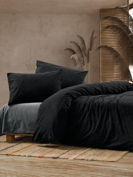 Cotton Box Crash Double Bed Duvet Set Black - 4