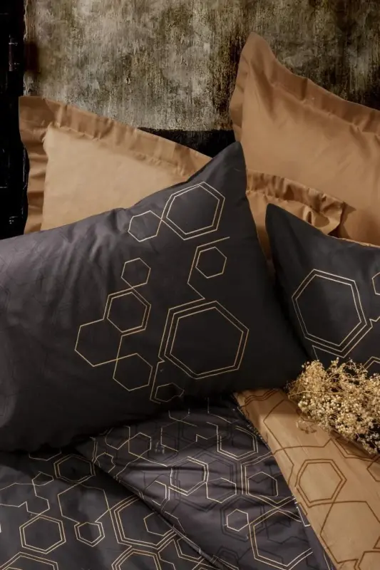 Cotton Box Dark Double Bed Linen Set Dawn Copper - 2