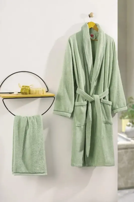 Cotton Box Deluxe Single Bathrobe Set Green - 1