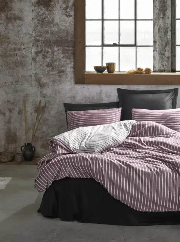 Cotton Box Double Bed Bamboo Satin Bedding Set Burgundy - 1