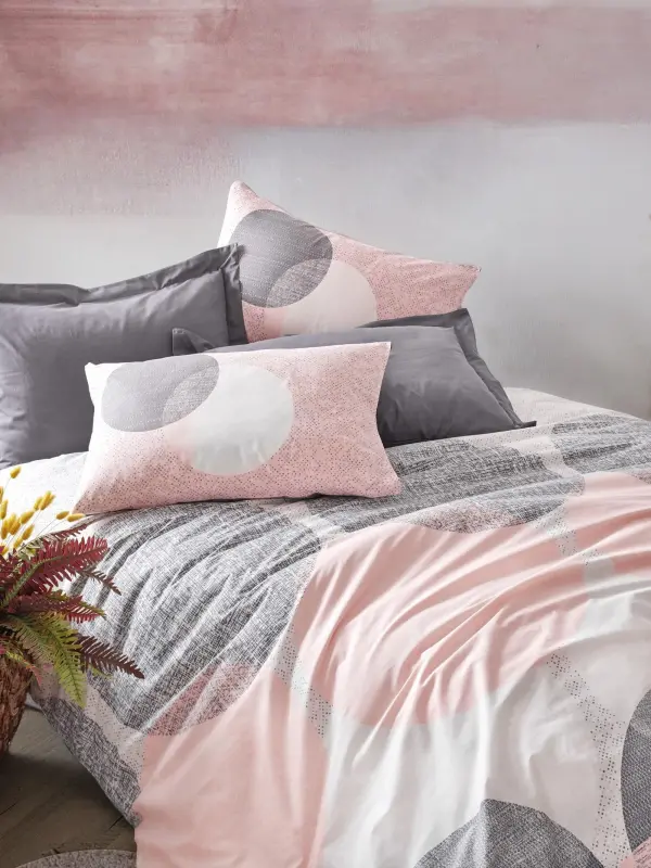 Cotton Box Double Bed Duvet Cover Set Leron Grey - 2