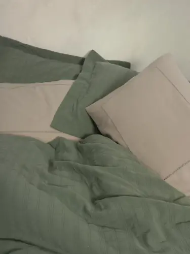 Cotton Box Double Bedspread Pique Set Natura Vilo Green - NEVRESIMDUNYASI (1)