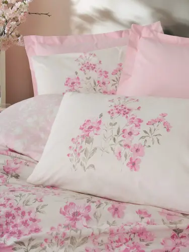 Cotton Box Double Duvet Cover Set Floren Pink - NEVRESIMDUNYASI (1)