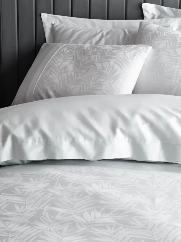 Cotton Box Double Jacquard Sateen Duvet Cover Set Leaf Ice Blue - 2