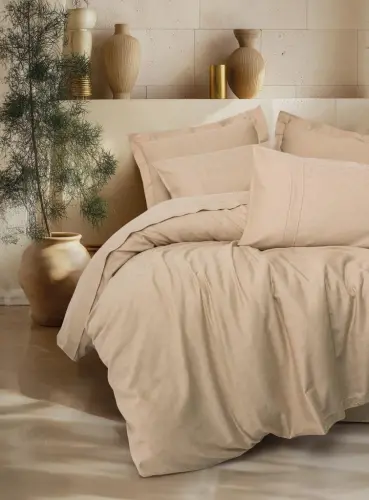 Cotton Box Double Jacquard Satin Bed Linen Set Florita Beige - 1