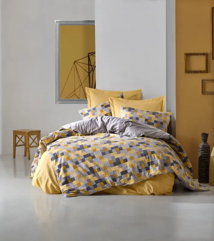 Cotton Box Double Minimal Bedding Set Elon Yellow - Modazone