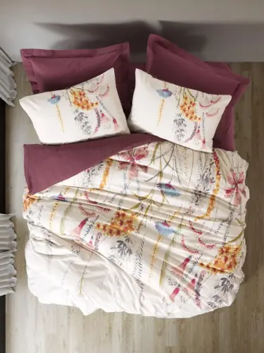 Cotton Box Double Model Bedding Set Flos Bordeaux - 1