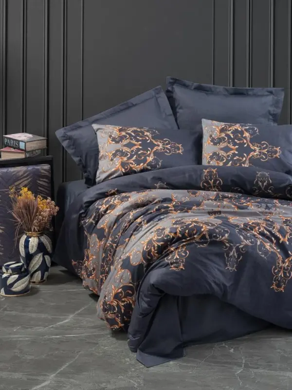 Cotton Box Double Sateen Duvet Cover Set Sarina Blue - MODAZONE