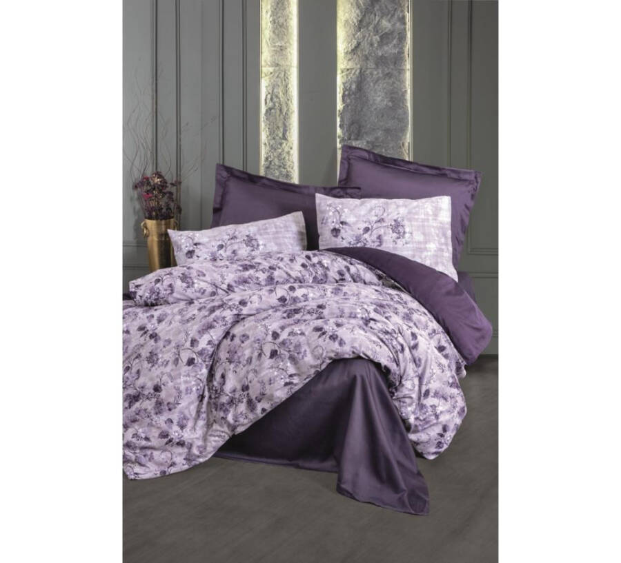 Cotton Box Double Satin Bed Linen Set Willow Purple - 1