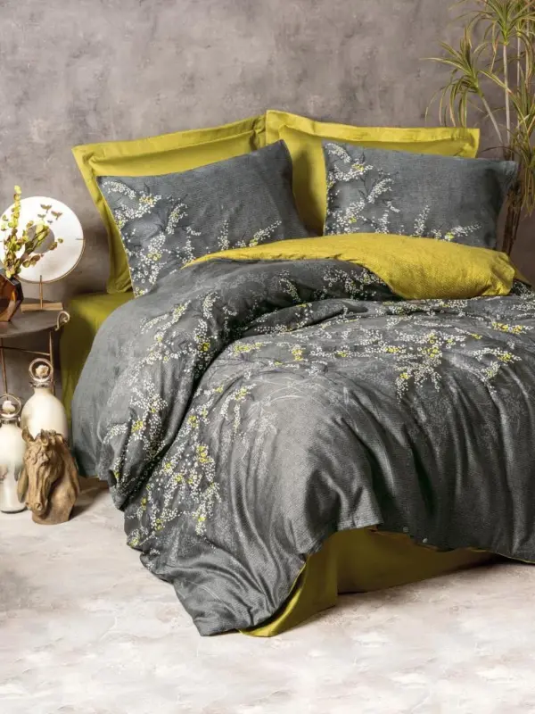 Cotton Box Double Satin Bedding Set Libby Green - NEVRESIMDUNYASI