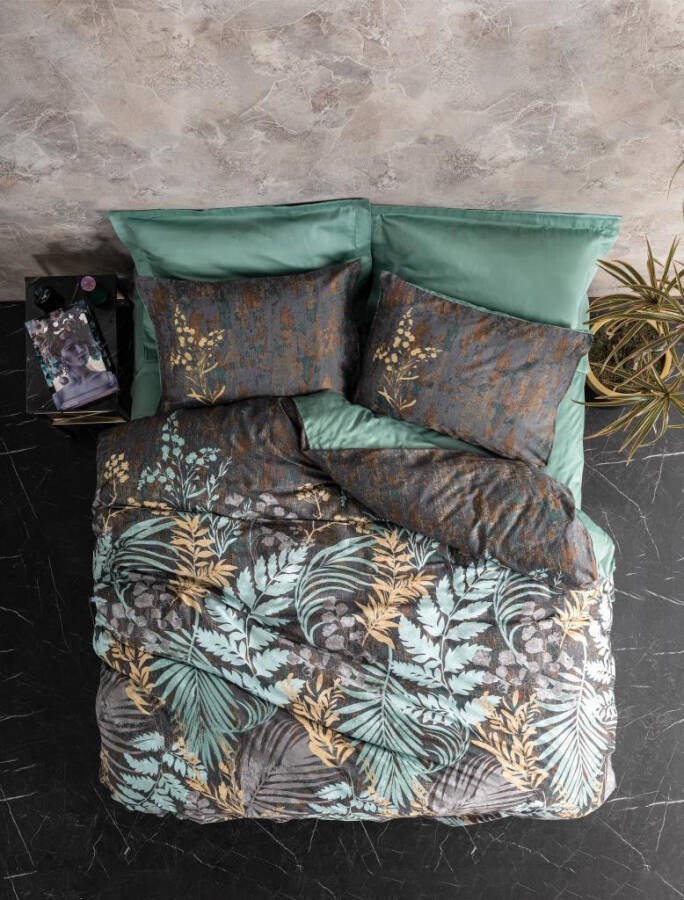 Cotton Box Double Satin Duvet Cover Set Clorasa Mint - 1