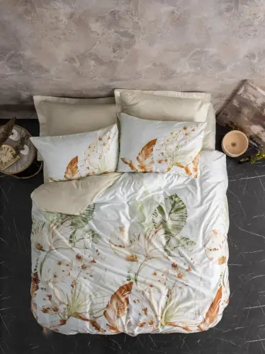 Cotton Box Double Size Sateen Duvet Cover Set Luster Beige - 1