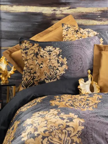 Cotton Box Double Size Satin Duvet Cover Set Jadira Beige - NEVRESIMDUNYASI (1)