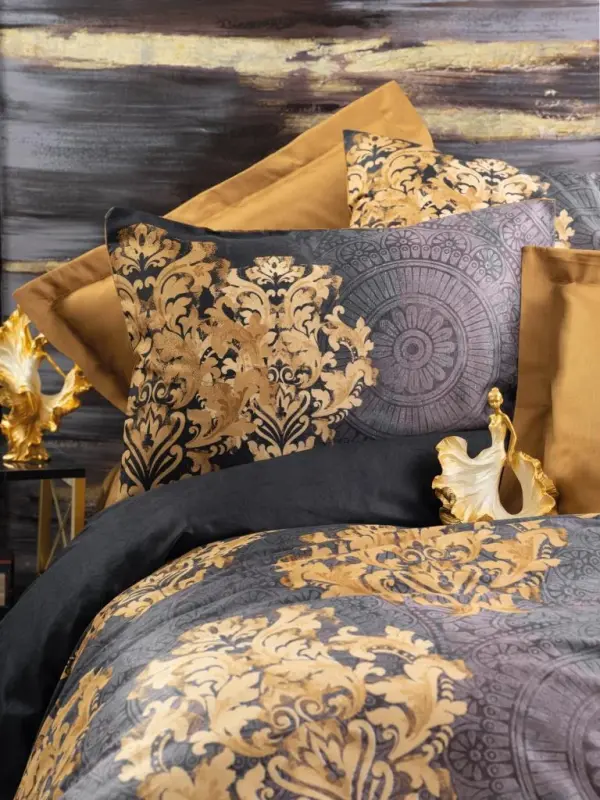 Cotton Box Double Size Satin Duvet Cover Set Jadira Beige - 2