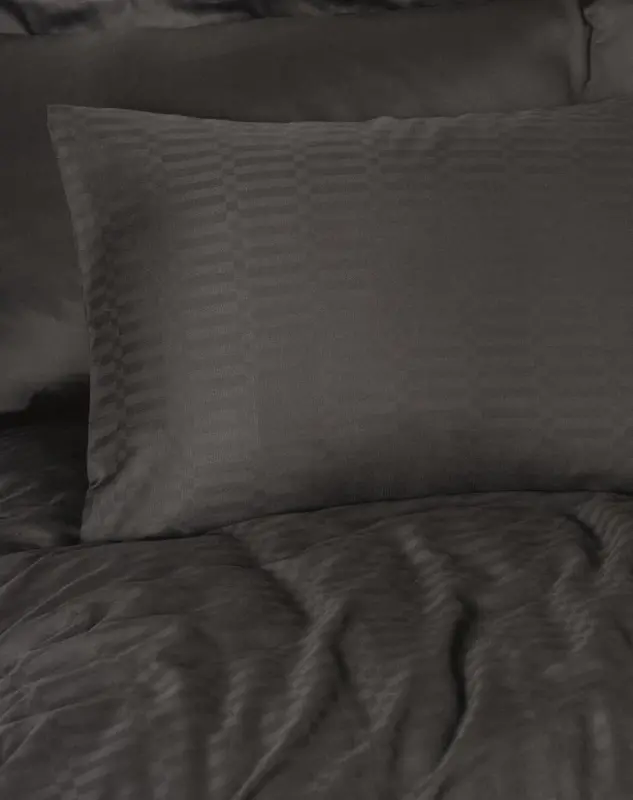 Cotton Box Double Smart Bamboo Satin Duvet Cover Set Black - 2