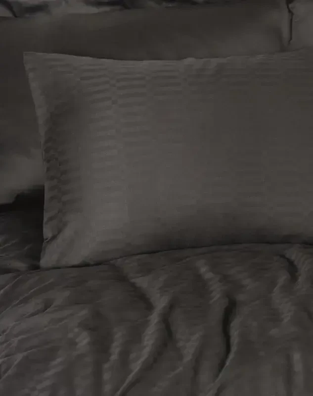 Cotton Box Double Smart Bamboo Satin Duvet Cover Set Black - 2